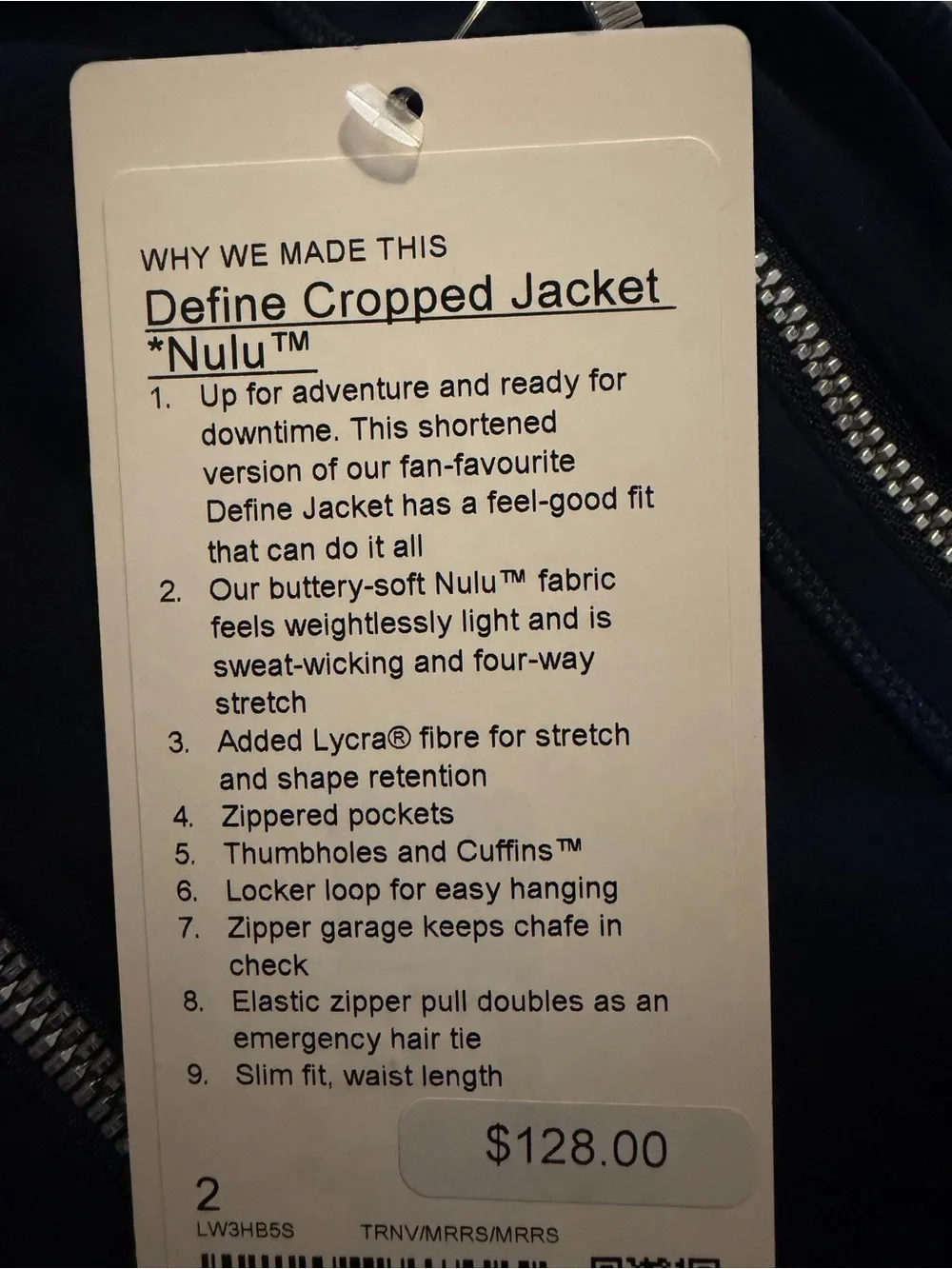 lululemon athletica Navy Slim Zip Utility Jacket